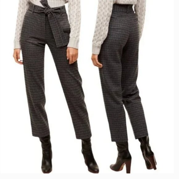 Aritzia Wilfred Jallade Pant Gray Plaid Tie Front - Picture 1 of 7